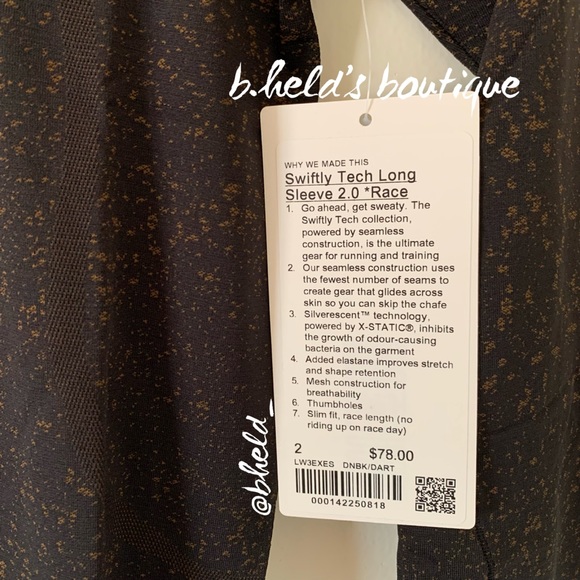 lululemon Swiftly Tech Long Sleeve Shirt 2.0 *Race Length Black Artifact Sz2 NWT - Picture 3 of 12